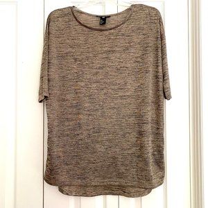 H&M Loose Fit Disco Tunic Top Shiny Metallic Gold Taupe Oversized Size S
